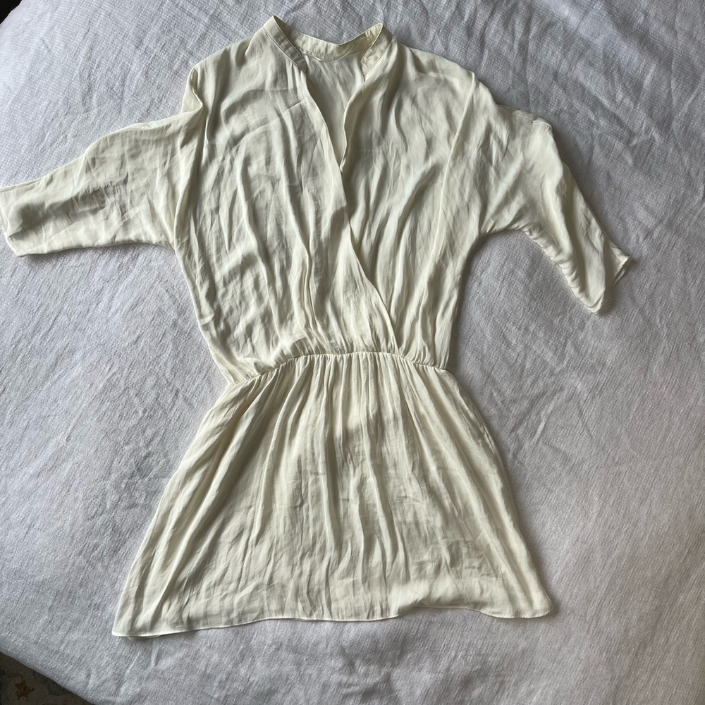 Elegant Cream Wrap Dress